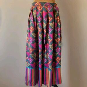 Vintage Skirt Long Geometric Retro Colorful 70s Duvall Lightweight